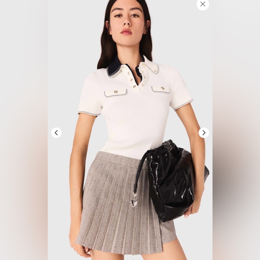 Maje Short Sleeve Polo Shirt / Size 2